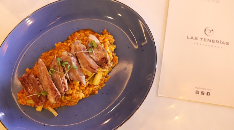 Rice with Iberian pork “secreto” and young garlic at Las Tenerías restaurant